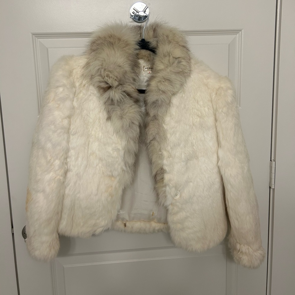 White rabbit fur coat. Size small.